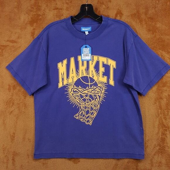 Market Studio Other - MARKET STUDIO Shirt Mens Small Blue Purple Pullover Crew Sacred Basketball Tee